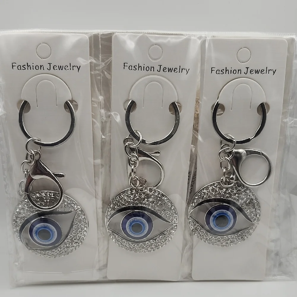 Gold and Blue Evil Eye Keychain